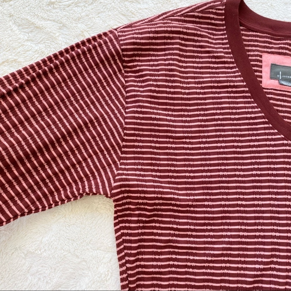 Anthropologie ribbed pink marois Hannah v neck top 70’s 80’s inspired small - Picture 4 of 14